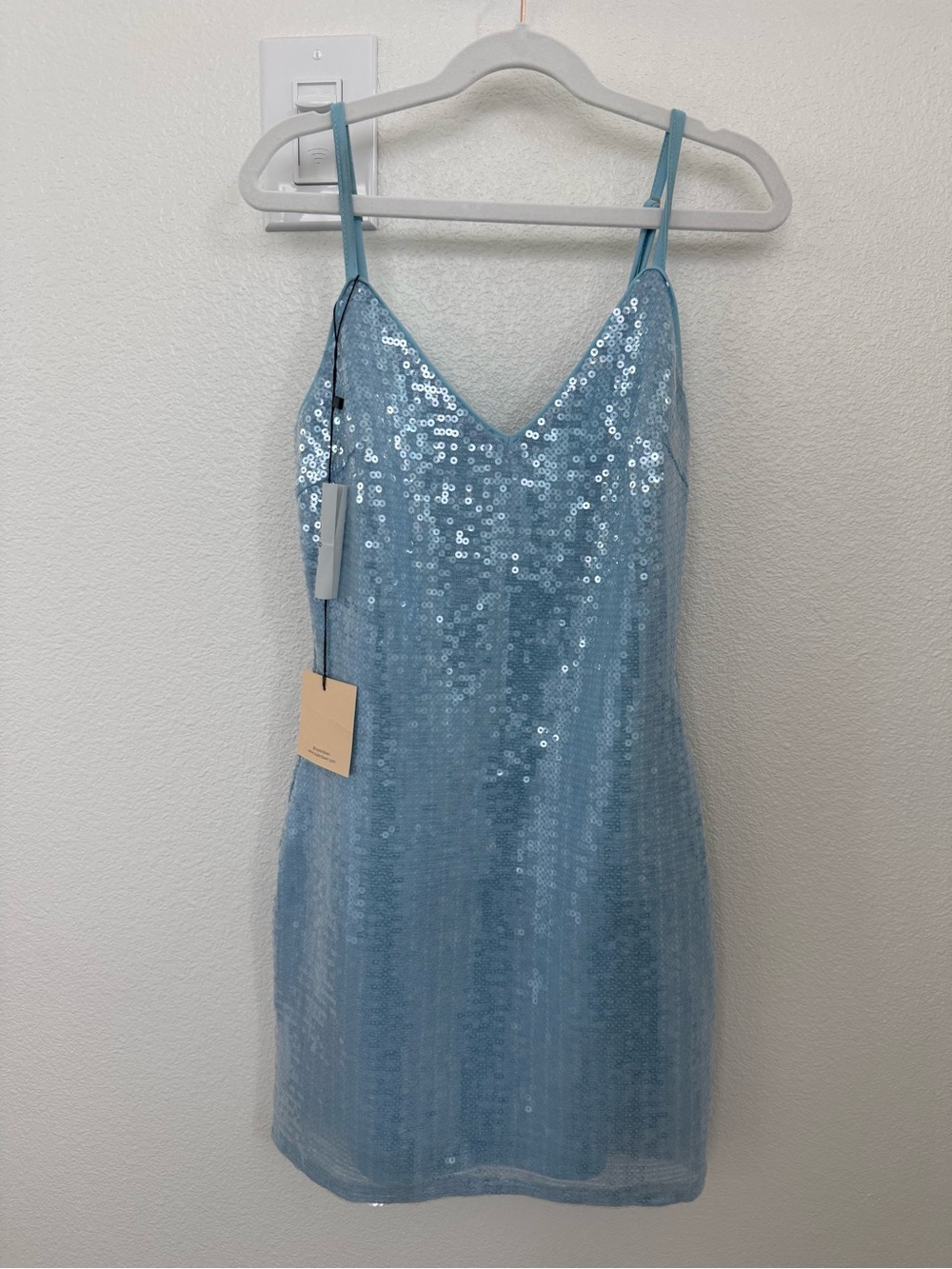 SuperDown Sequin Slip Dress - Light Blue